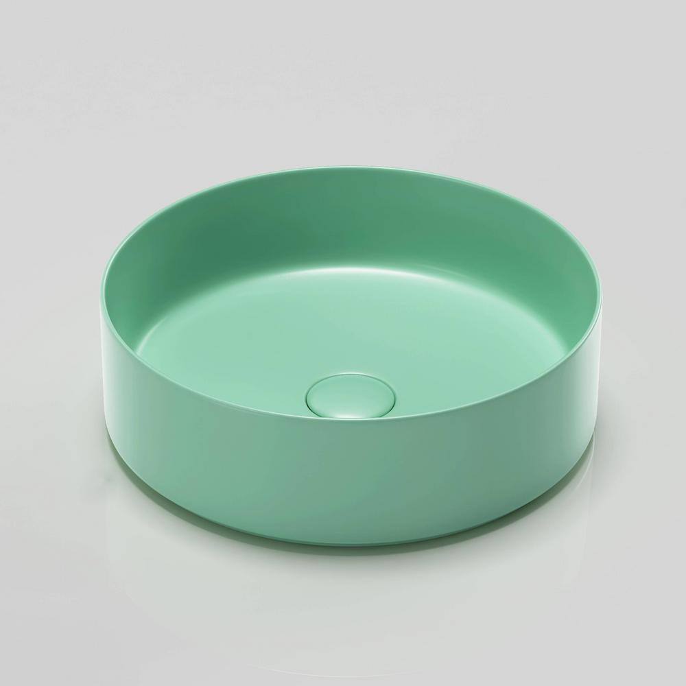 BTCSTAR Round Simple Ceramic Circular Bathroom Vessel Sink in Mint Green with Scratch Resistant BTCYBS8673G