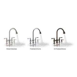 KOHLER Capilano 2-Handle Bridge Farmhouse Pull-Down Kitchen Faucet with Soap Dispenser and Sweep Spray in Polished Chrome K-R21070-SD-CP