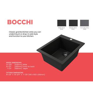 BOCCHI Campino Uno Matte Black Granite Composite 16 in. Single Bowl Drop-InUndermount Bar Sink with Strainer 1608-504-0126