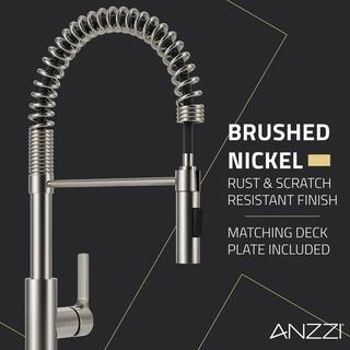 ANZZI Ola Hands Free Touchless 1-Handle Pull-Down Sprayer Kitchen Faucet with Motion Sense and Fan Sprayer in Brushed Nickel KF-AZ303BN