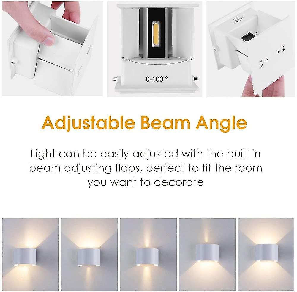 12w Wall Lights Indoor Living Room Wall Lamp Up Down Adjustable Outdoor Waterproof Ip65 Wall Lighting Fixture For Bedroom Hallway Stairwells (white Su