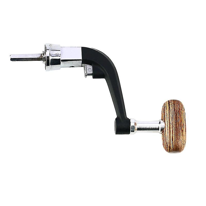 3pcs Fishing Reel Handle Metal Spinning Reel Crank With Wood Rotatable Grip