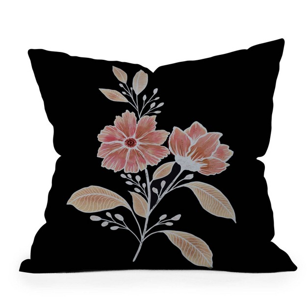 Rosebud Studio x27 admire Me x27 Floral Square Throw Pillow Black Deny Designs