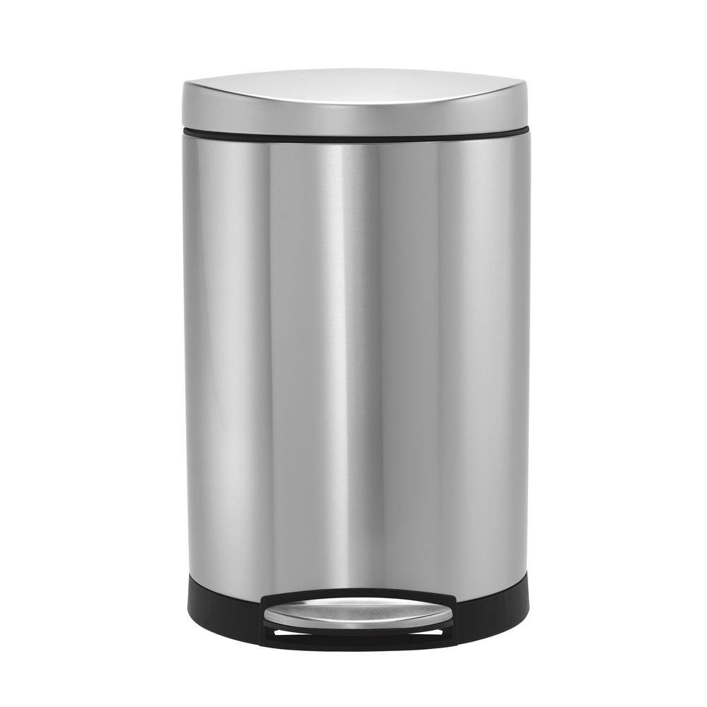 simplehuman 10-Liter Fingerprint-Proof Brushed Stainless Steel Semi-Round Step-On Trash Can CW1833