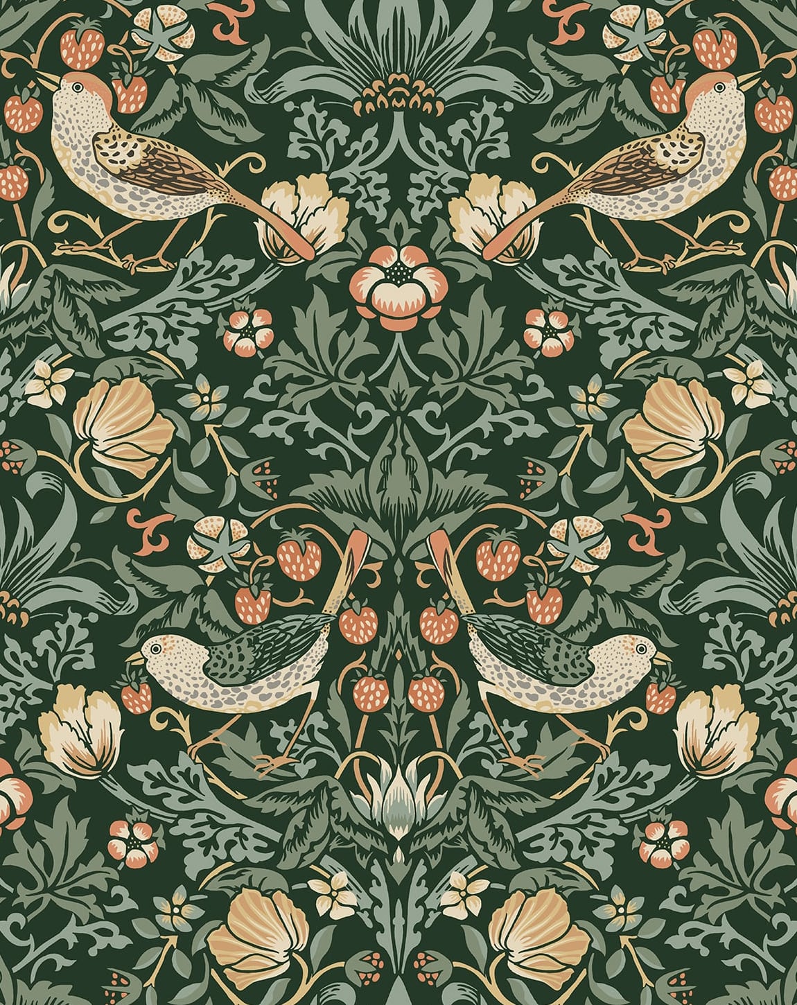 Sample Aves Garden Forest Green Peel-and-Stick Wallpaper