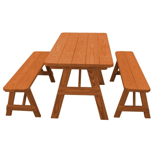 Pine 5' Traditional Picnic Table with 2 Benches