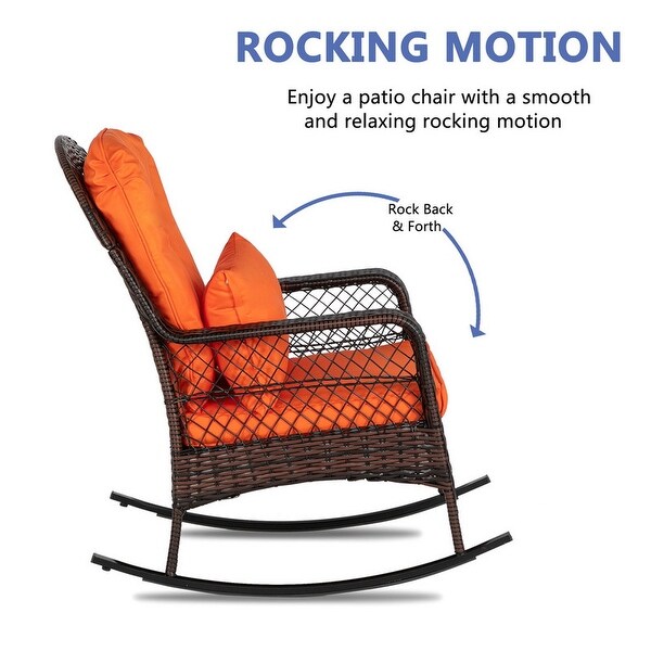 Outdoor Wicker Rocking Chair with Cushion