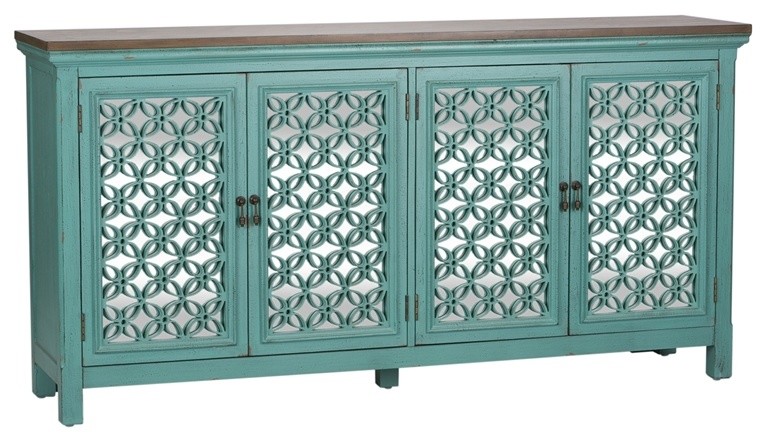 Kensington Blue 4 Door Accent Cabinet   Contemporary   Accent Chests And Cabinets   by Massiano  Houzz