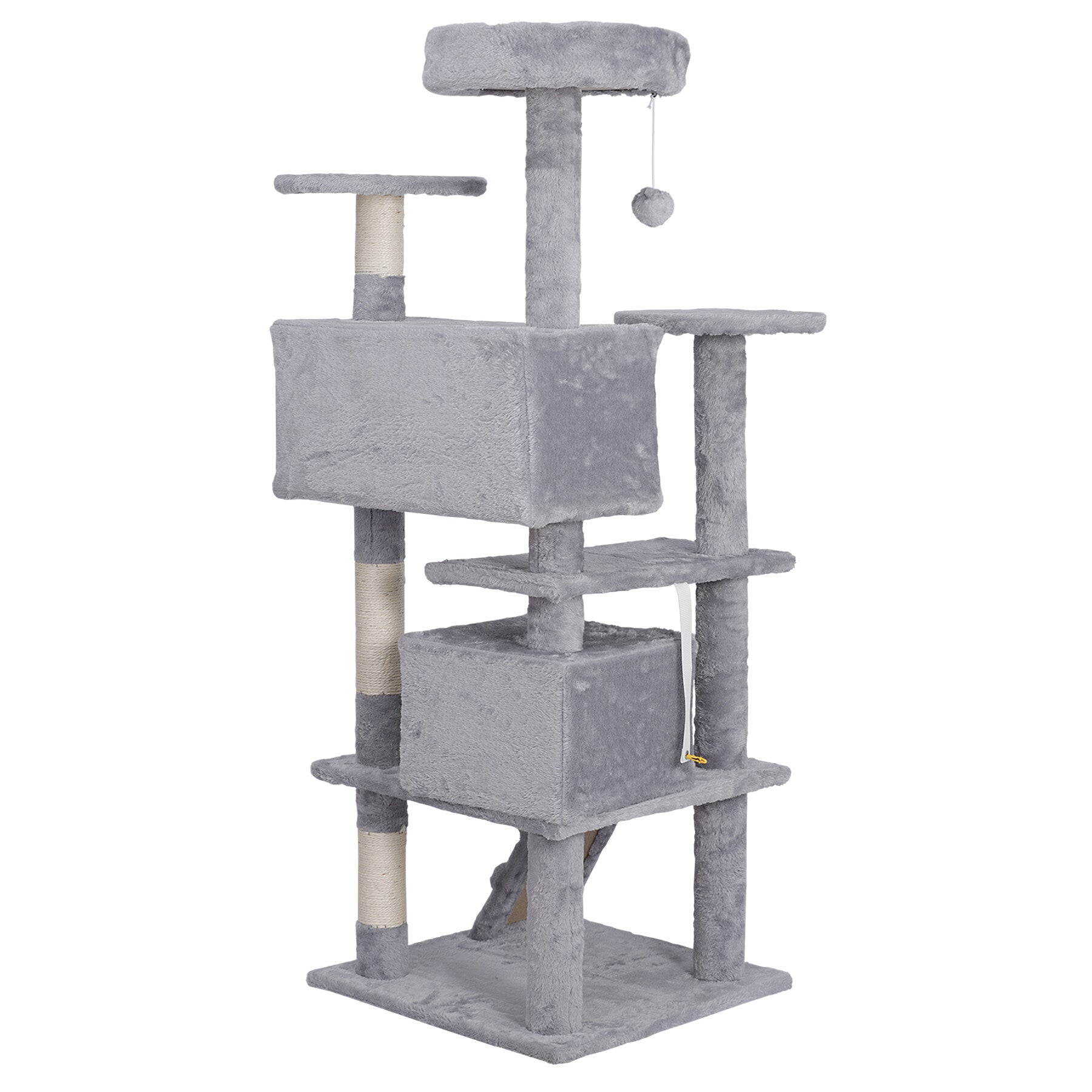 ZENSTYLE 55-in H Cat Tree and Condo Scratching Post Tower， Light Gray