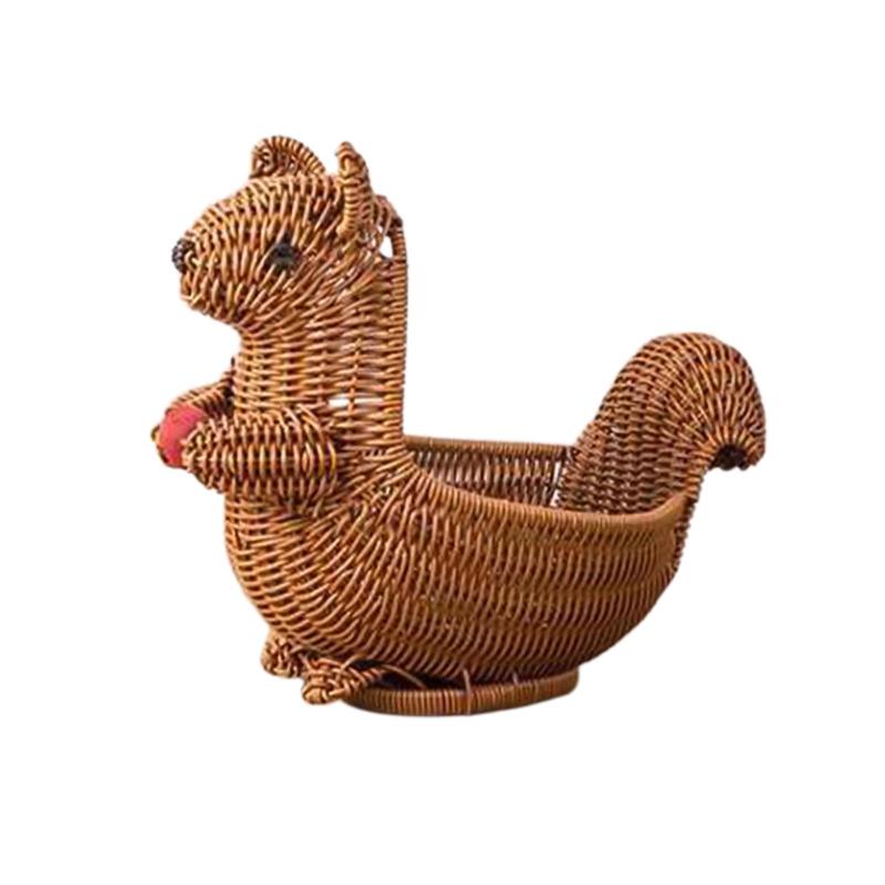 Handmade Basket Cute Animals Shaped Baskets Food Bread Camping Picnic Basket Fruit Storage Basket - Squirrel