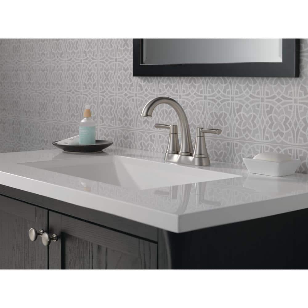 Delta Casara 4 in Centerset Double Handle Bathroom Faucet in Spotshield Brushed Nickel