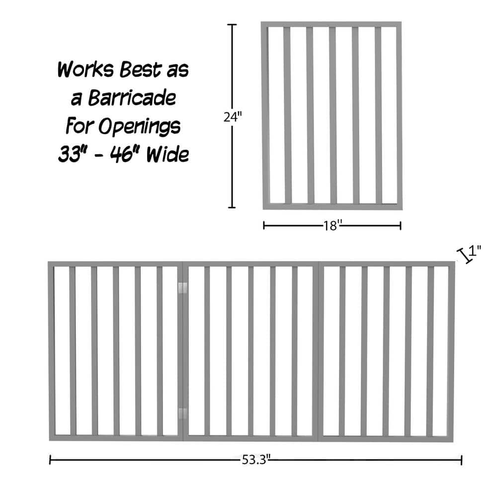 Petmaker 54 in. x 24 in. Wooden Freestanding Gray Pet Gate HW3210103