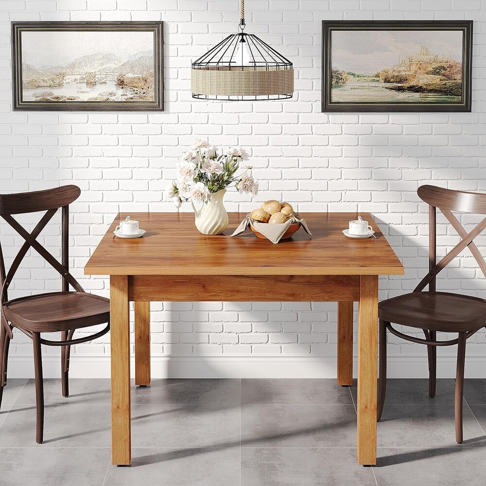 Country Rustic Square Dining Table with Solid Wood Legs   39.4\