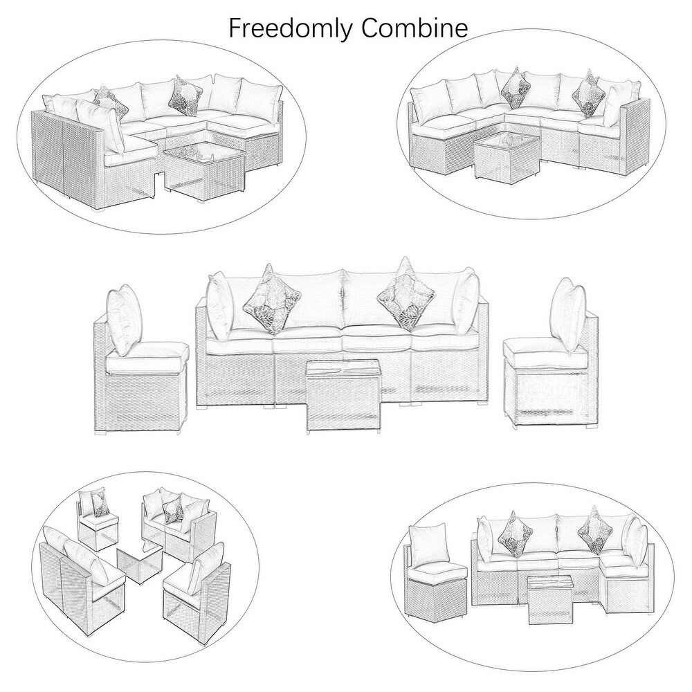 GDY Outdoor Rattan Wicker Sectional Sofa Set