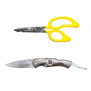 Klein Tools All-Purpose Electrician's Scissors and Electrician's Pocket Knife with #2 Phillips Blade Tool Set M2O41377KIT