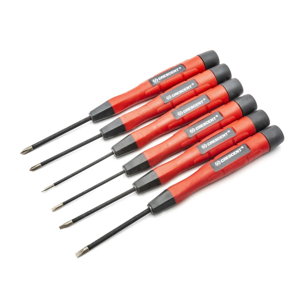 Crescent Screwdriver Set Phillips/Slotted Mini Precision Dual Material Diamond Tip 6pc