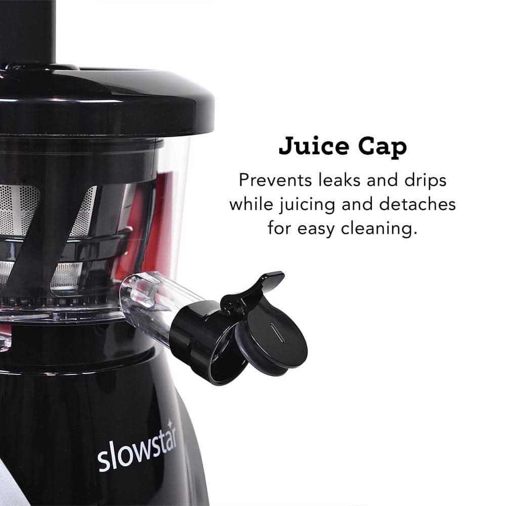 Tribest Slowstar 24 fl oz Black and Silver Vertical Cold Press Juicer with Mincing Attachment