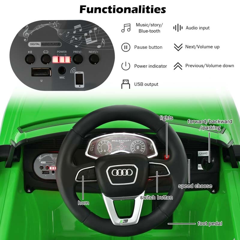 12V Licensed Audi Q8 Kids Ride On Car, Battery Powered 4 Wheeler Riding Toy Car with Remote Control