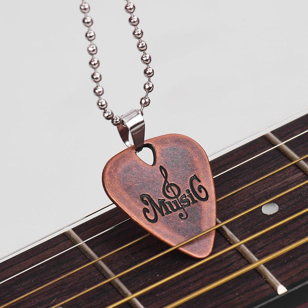 1 Guitar Pick Necklace Red Bronze