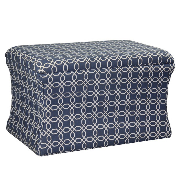 Lattice Pouf Storage Ottoman Light Blue Ore International