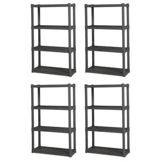 Sterilite Black 4-Tier Plastic Garage Storage Shelving Unit (35 in. W x 57 in. H x 14 in. D) 4 x 01643V01