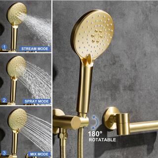 RAINLEX Round Single-Handle Wall Mount Roman Tub Faucet with Swivel Spout in Brushed Gold (Valve Included) RX96207LSJ