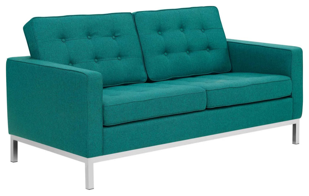 Fiona Teal 3 Piece Upholstered Fabric Sofa Loveseat And Armchair Set   Contemporary   Living Room Furniture Sets   by Peachtree Fine Furniture  Houzz