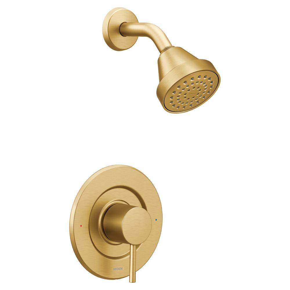 MOEN Align 1-Spray Patterns with 2.5 GPM 3.6 in. Wall Mount Fixed Shower Head in Brushed Gold 6399BG