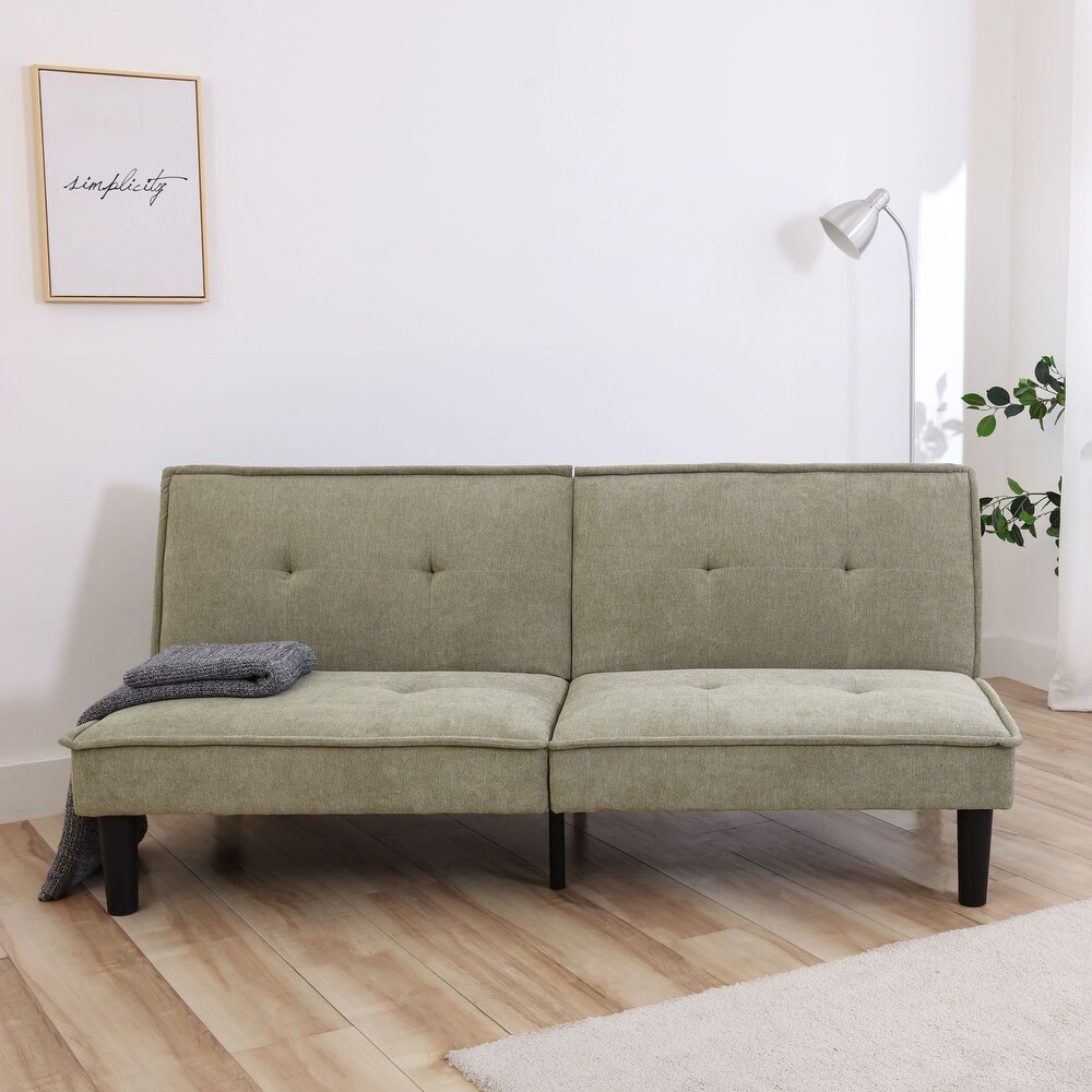 Futon Memory Foam Couch Bed Comfortable Faxu Leather Loveseat Sleeper Sofa for Dorm Apartment Office College Small Space RV