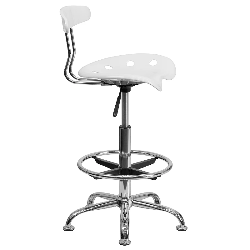 Flash Furniture Bradley White Tractor Seat Drafting Stool