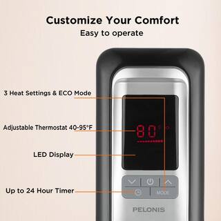 Pelonis 1500-Watt Digital Electric Oil-Filled Radiant Portable Space Heater HO-0280