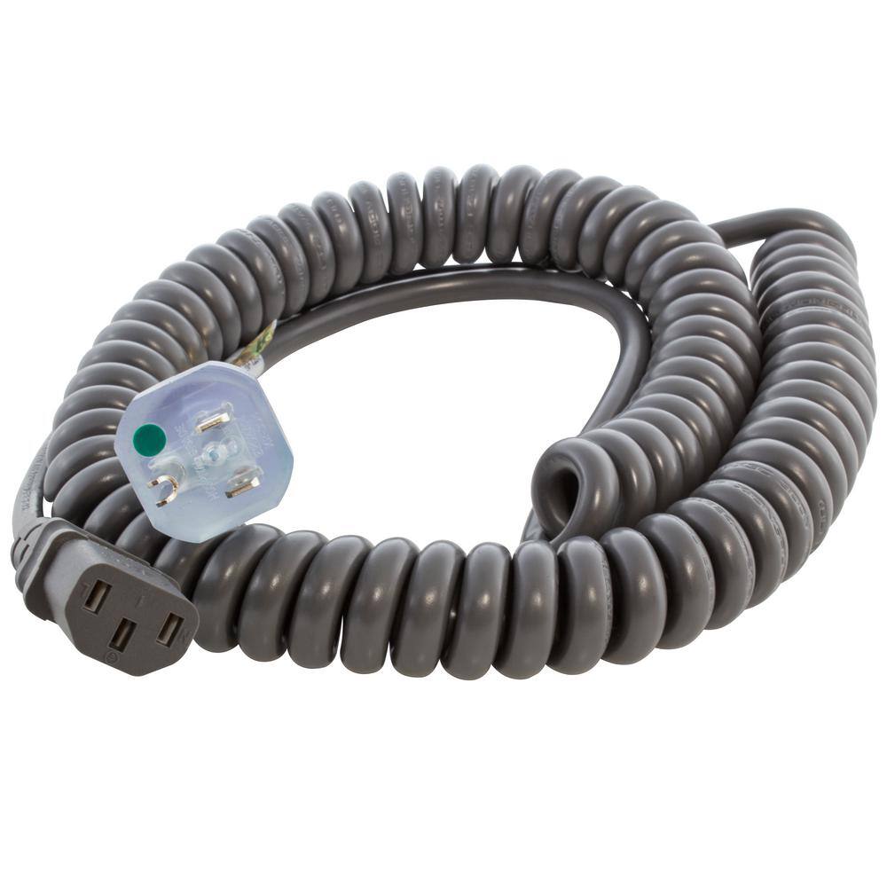 AC WORKS Up to 10 ft. 10 Amp 183 Coiled Medical Grade Power Cord with C13 Connector MDC515C13-V1