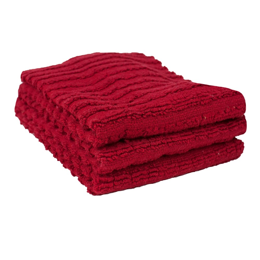 Royale Solid Paprika Cotton Dish Cloths (Set of 3)