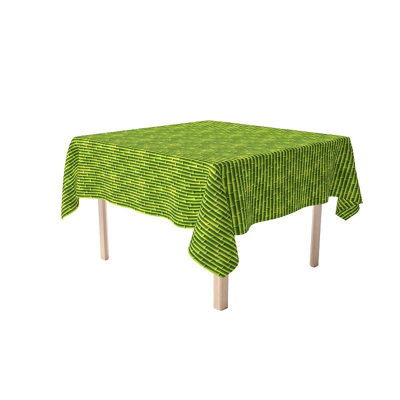 Square Tablecloth， 100% Polyester， 60x60， Green Bam boo Sticks