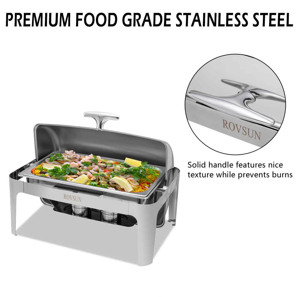 ROVSUN Roll Top Silver Stainless Steel Chafing Dish Buffet Set