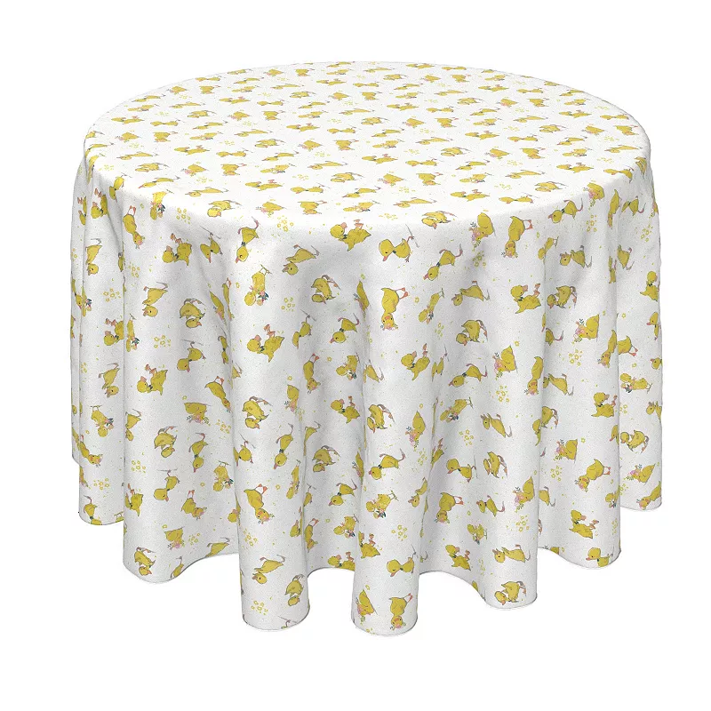 Round Tablecloth， 100% Polyester， 70 Round， Ducklings