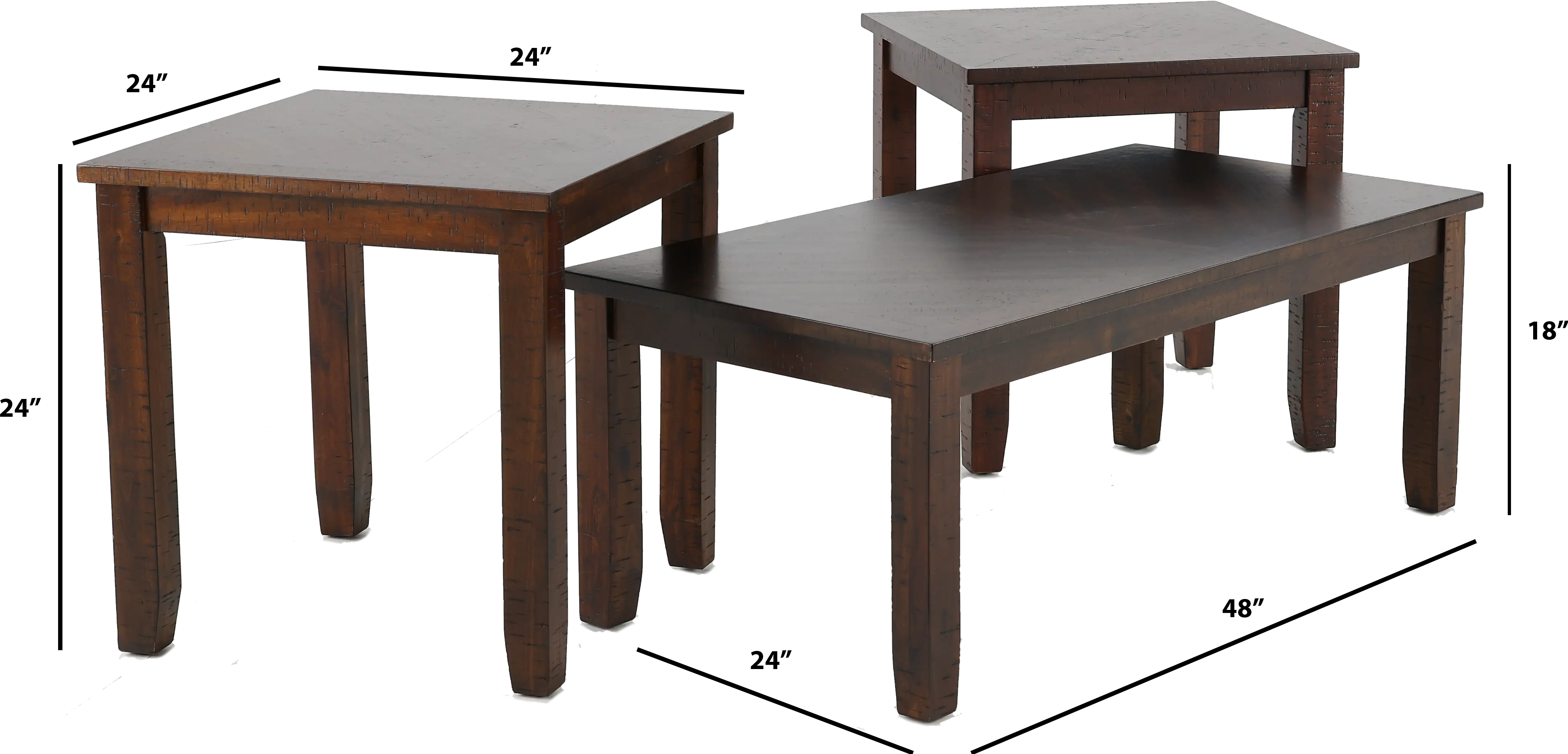 Jax Walnut Brown Table Group， Set of 3