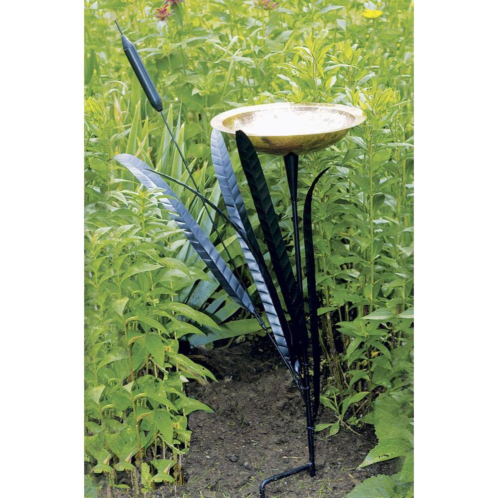 Achla Designs 50 in. Tall Copper Single Cattail Birdbath with 1 Bowl and Stake CTBB-02