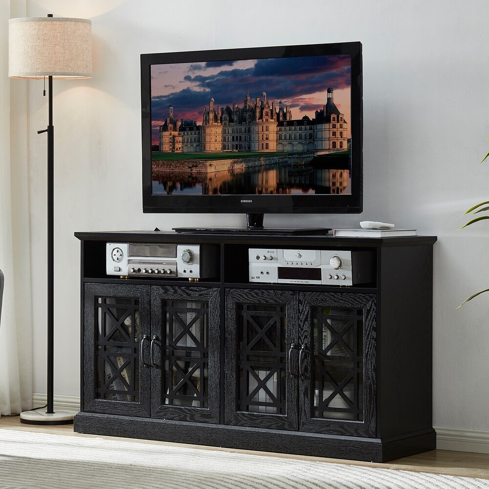 Storage Buffet Sideboard TV Console   TV Console Cabinet Table  Black   16 inches in width