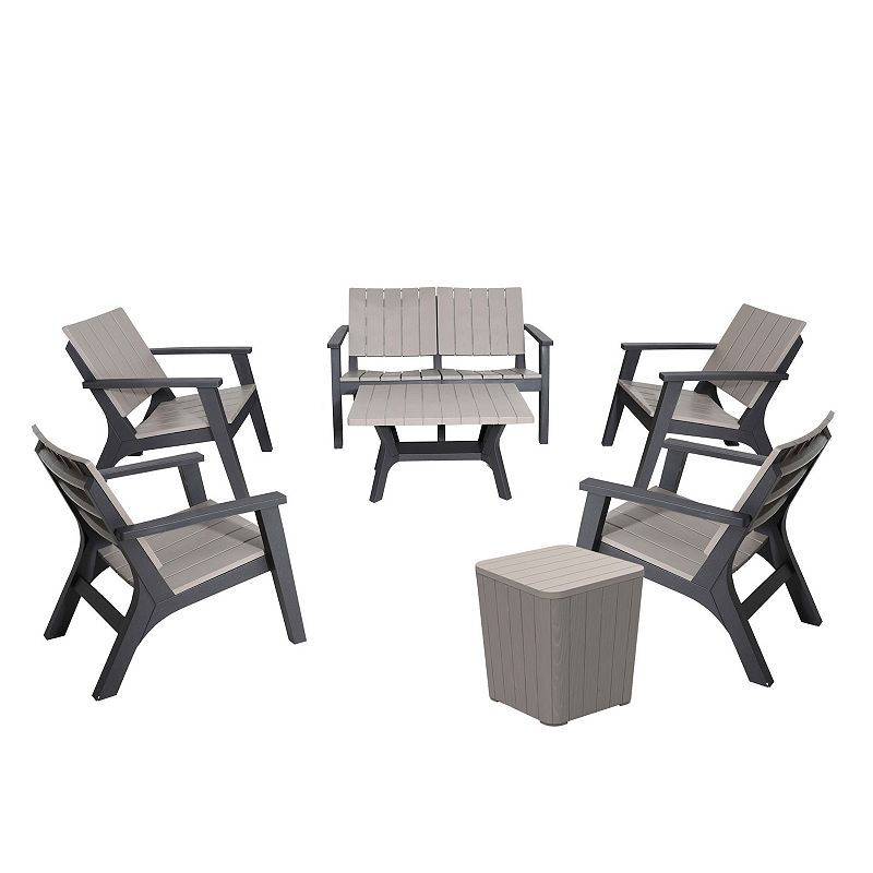 Dukap Enzo Patio Loveseat， Chair and Table 7-piece Set