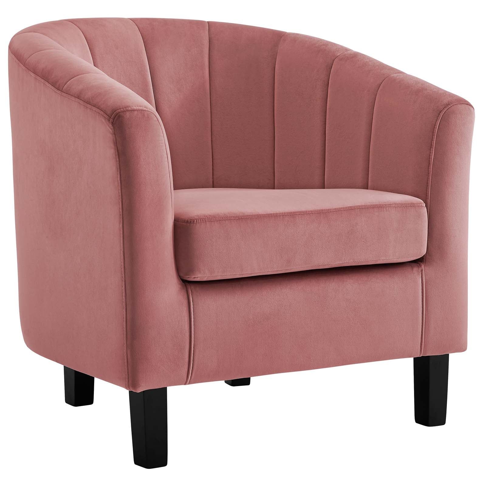 Prospect Channel Tufted Performance Velvet Loveseat and Armchair Set, Dusty Rose