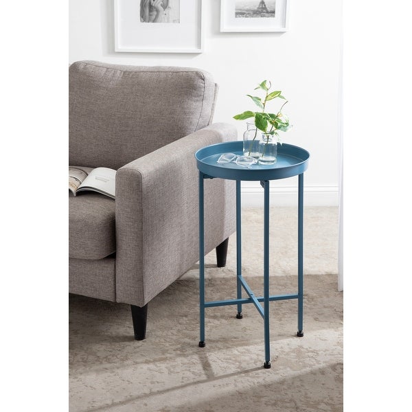 Kate and Laurel Celia Round Foldable Metal Accent Table - 14x14x26