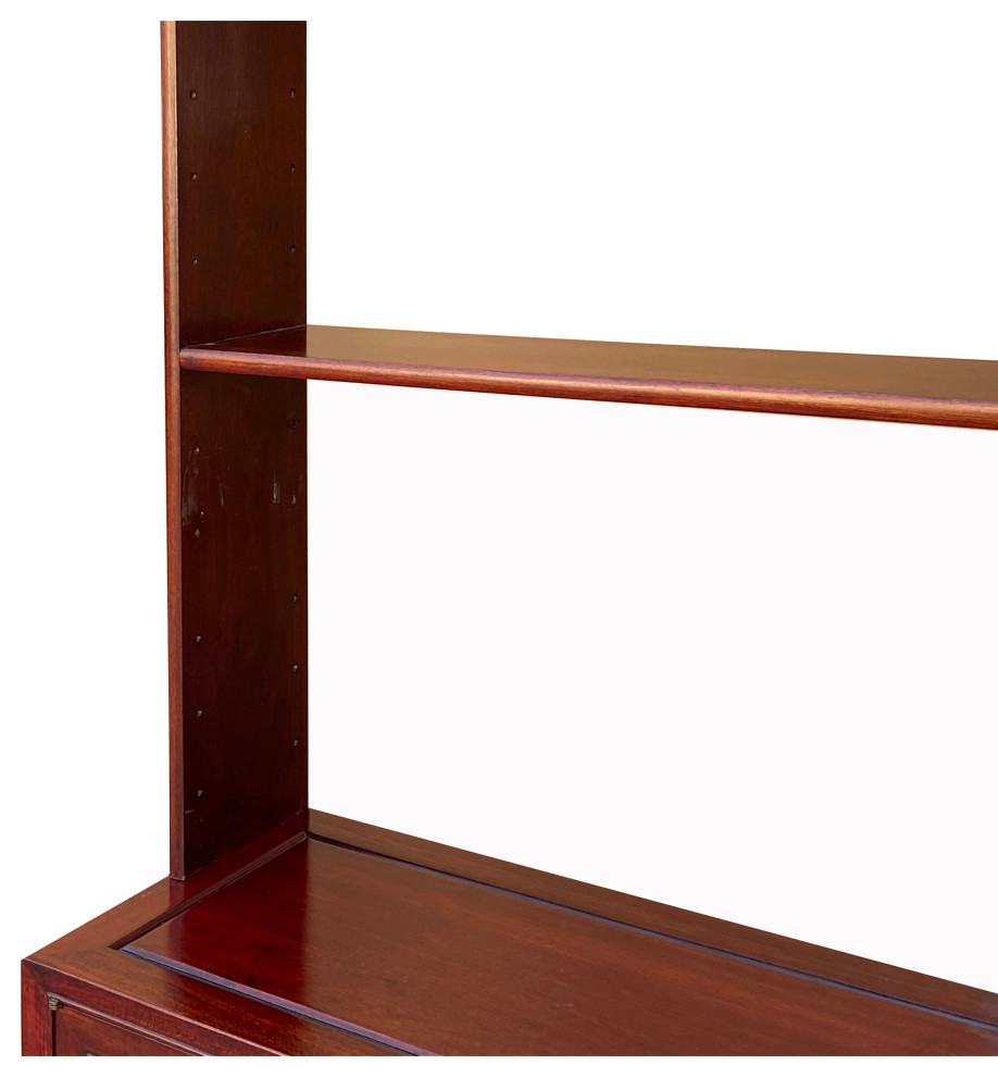 Chinese Mahogany Brown Slim 3 Shelves Bookcase Display Cabinet Hcs7262   Asian   Bookcases   by Golden Lotus Antiques  Houzz