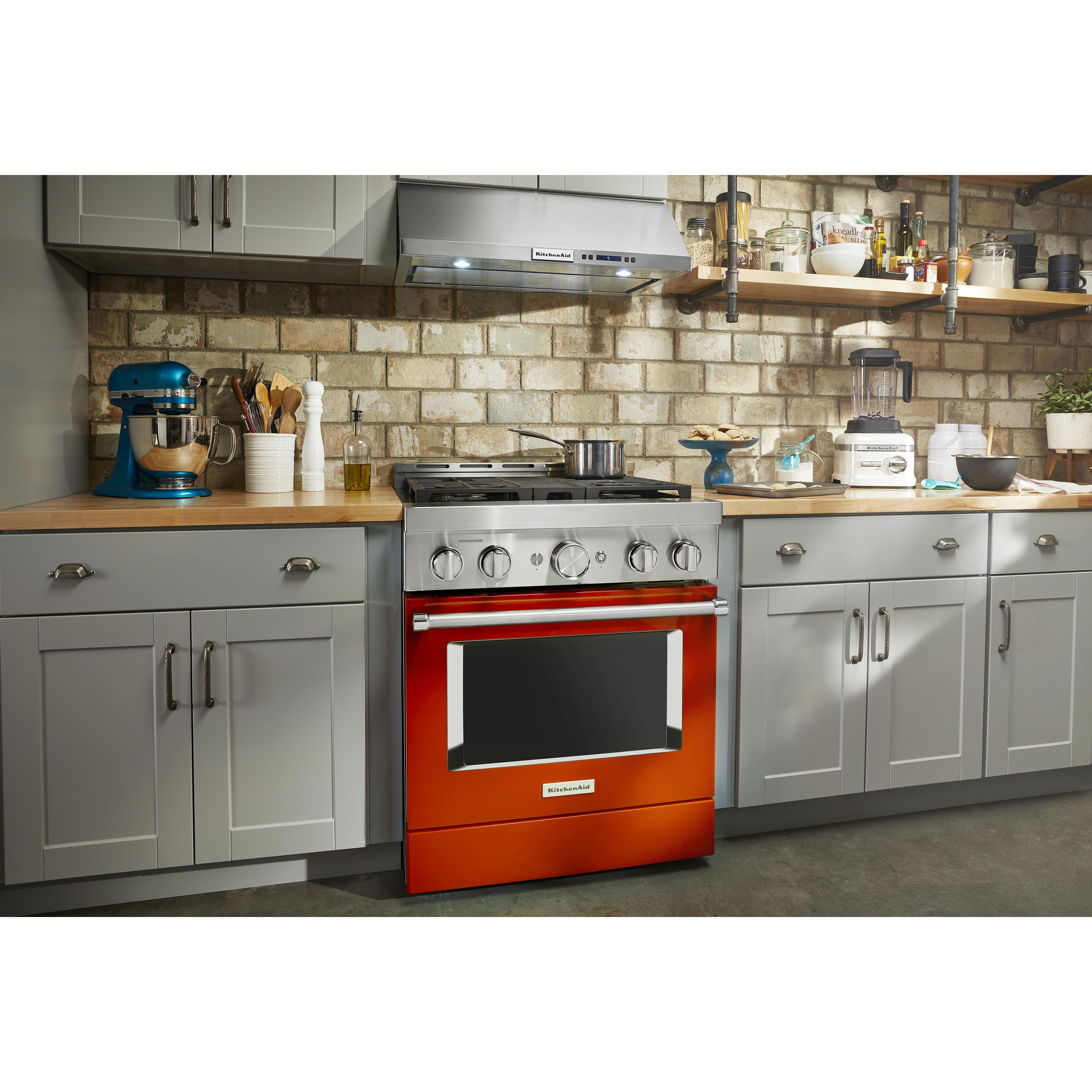 KitchenAid 30-inch Freestanding Gas Range with Even-Heat? True Convection KFGC500JSC