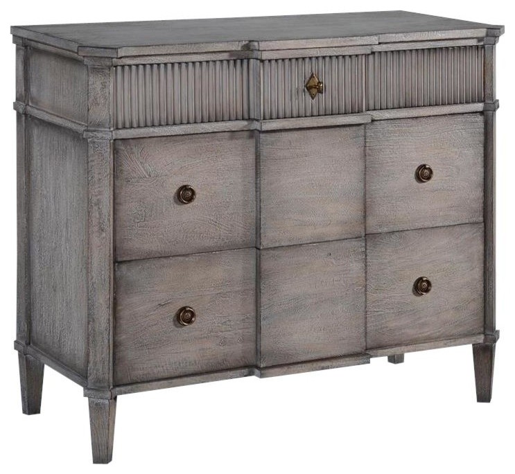 St Denis Console Chest of Drawers Greige Wood Distressed 3 Drawers   Farmhouse   Console Tables   by EuroLuxHome  Houzz