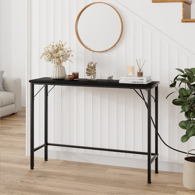 Trinity Narrow Sofa Table Console Table With Power Outlets amp Usb Ports Industrial Entryway Table For Hallway Living Room Bedroom Foyer