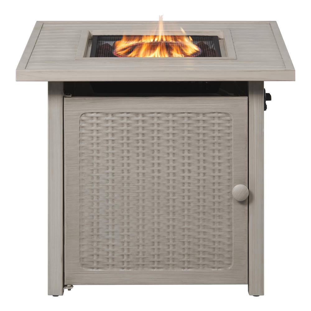 Hampton Bay 28 in. Outdoor Steel Propane Gray Gas Fire Pit Table GFT-82828