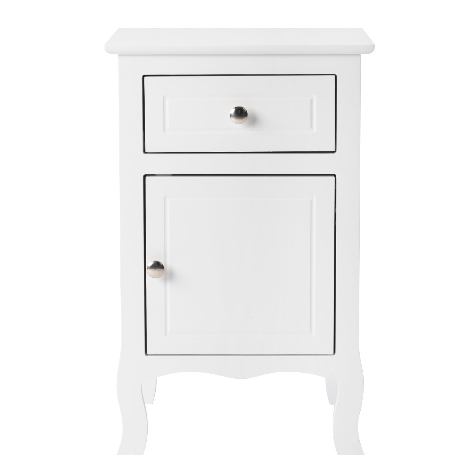 Nightstands Set of 2, Country Style End Table Nightstand Side Table with Drawer and Cabinet, Wood Accent Table with Storage for Bedroom Living Room, White