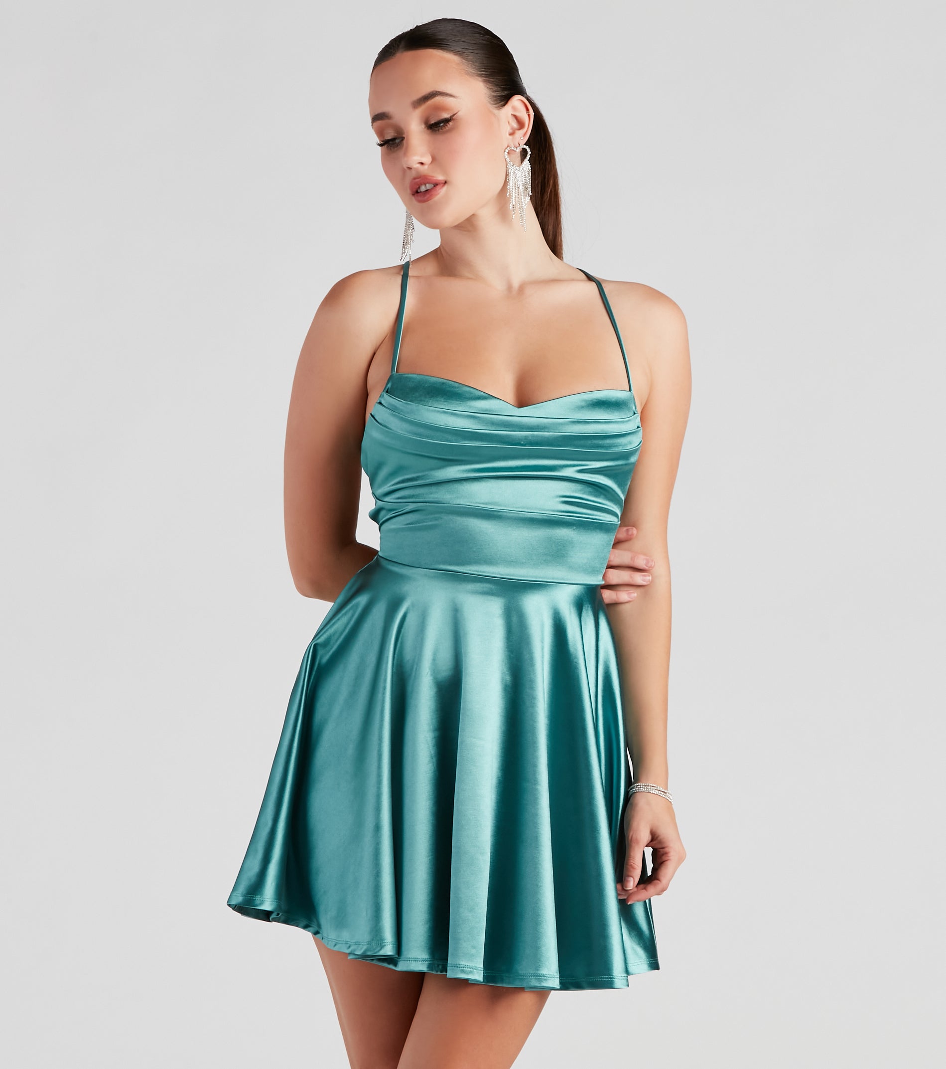 Sleek And Flirty Satin Skater Dress