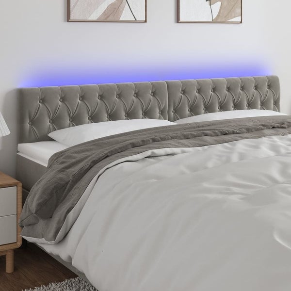 vidaXL LED Headboard Dark/Light Gray multisize Velvet - - 37421088